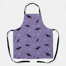 Tablier Halloween éffrayante chauve et crâne violet tablie