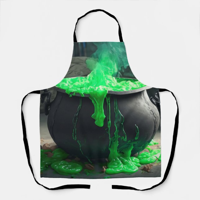 Tablier Halloween en cauldron de sorcière bouillonnante (Recto)
