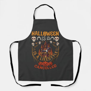 Tablier Halloween Est Un Mode De Vie Annulé Château Crânes
