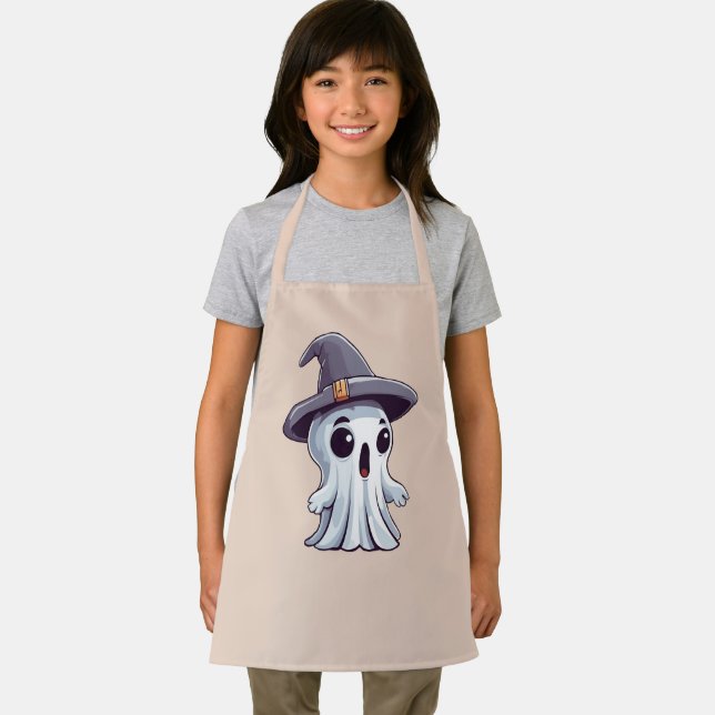 Tablier Halloween : Fantôme avec chapeau. (Insitu)