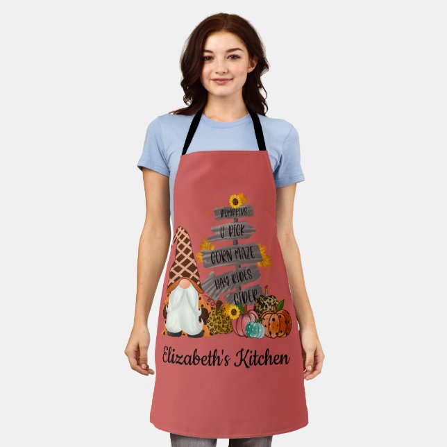 Tablier Halloween Gnomes, Automne, Citrouille Apron (Porté)