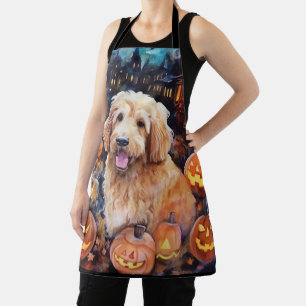 Tablier Halloween Goldendoodle avec la peur Citrouille