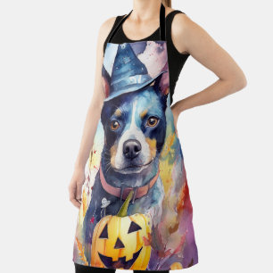 Tablier Halloween Hélicoptère Bleu Avec La Peur Citrouille