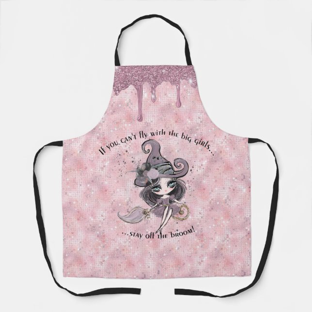 Tablier Halloween moderne mignonne fille rose étincelle (Recto)