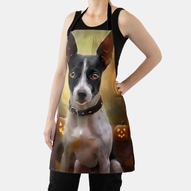 Tablier Halloween Rat Terrier Avec La Peur Citrouille (Insitu)