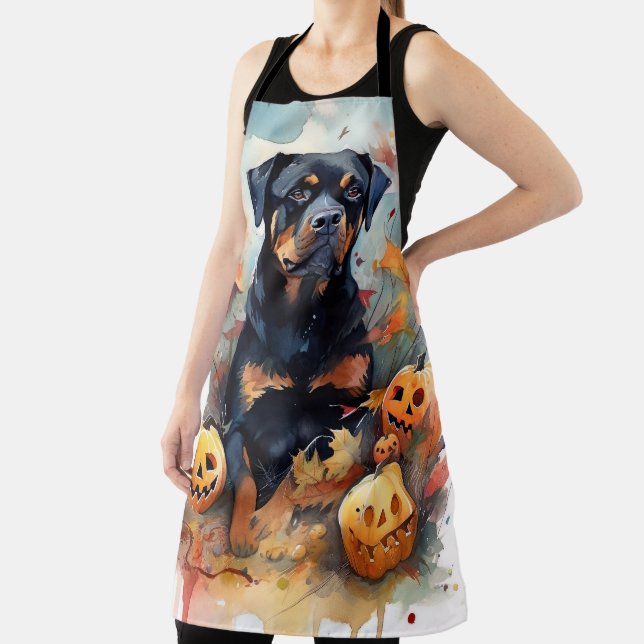 Tablier Halloween Rottweiler avec la peur Citrouille (Insitu)