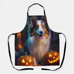 Tablier Halloween Shetland Sheepdog Avec la peur Citrouill