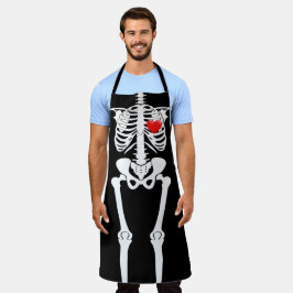 Tablier Halloween Skeleton Bones Heart All Over Imprimer