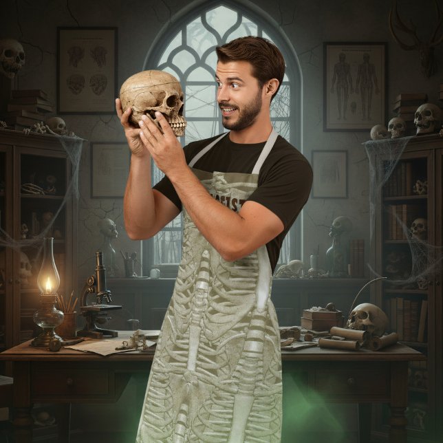 Tablier Halloween Skeleton Rib Cage Motif ostéologue (Spooky skeleton pattern apron just for your Halloween shenanigans )