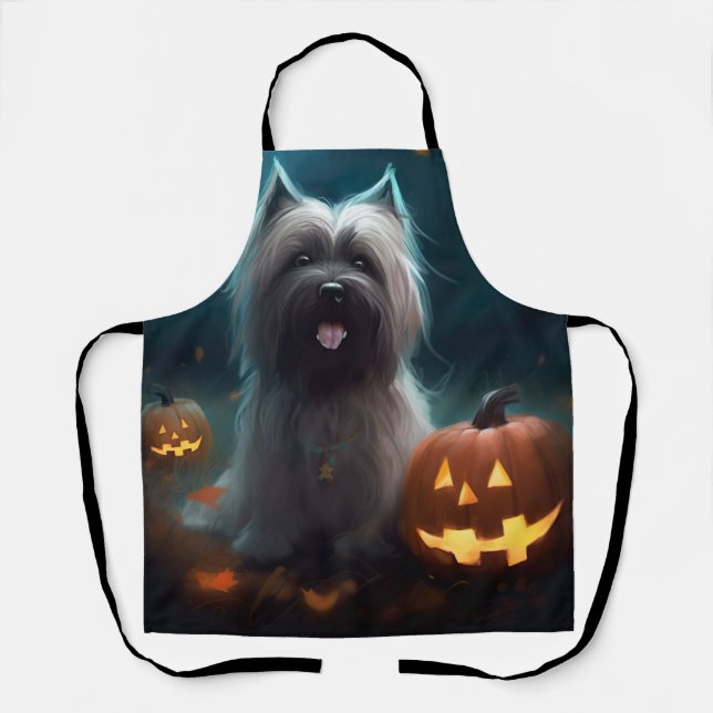 Tablier Halloween Skye Terrier Avec La Peur Citrouille (Recto)