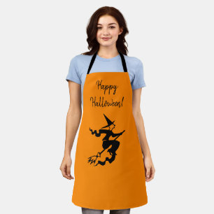 Tablier Halloween Sorcière orange noir tout-en-un