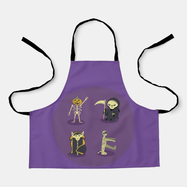 Tablier Halloween Squelette Dracula Mummy Griffe Reaper (Recto)