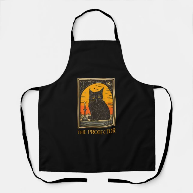 Tablier Halloween Tarot Chat Noir Le Protecteur Fortune Te (Recto)