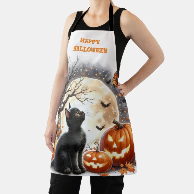 Tablier Halloween Vintage Chat noir (Insitu)