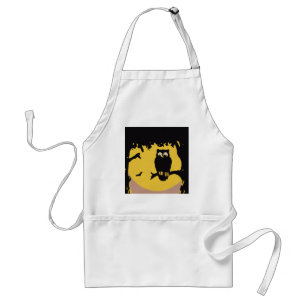 Tablier Halloween vintage, hibou effrayant dans un arbre a