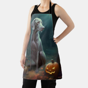 Tablier Halloween Weimaraner avec la peur Citrouille