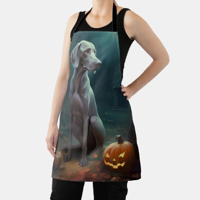 Tablier Halloween Weimaraner avec la peur Citrouille (Insitu)