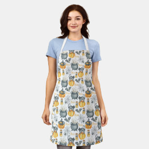 Tablier Halloween Whimsical Cauldron et Motif de chats