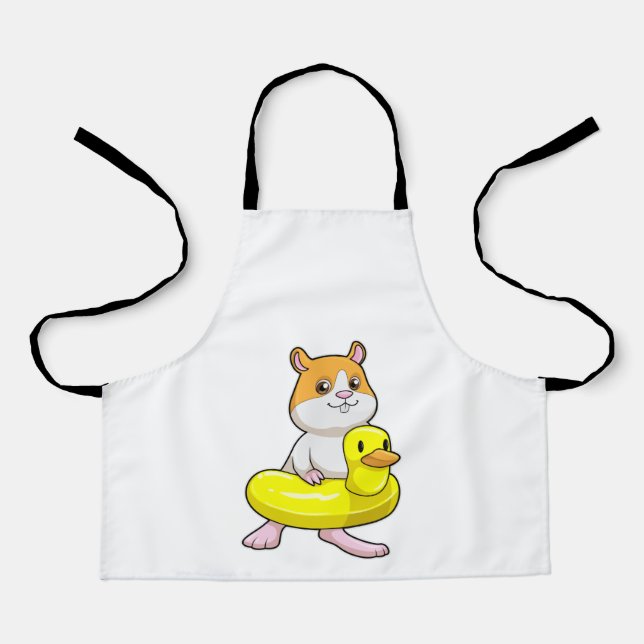Tablier Hamster à la plage avec canard comme anneau de nag (Recto)