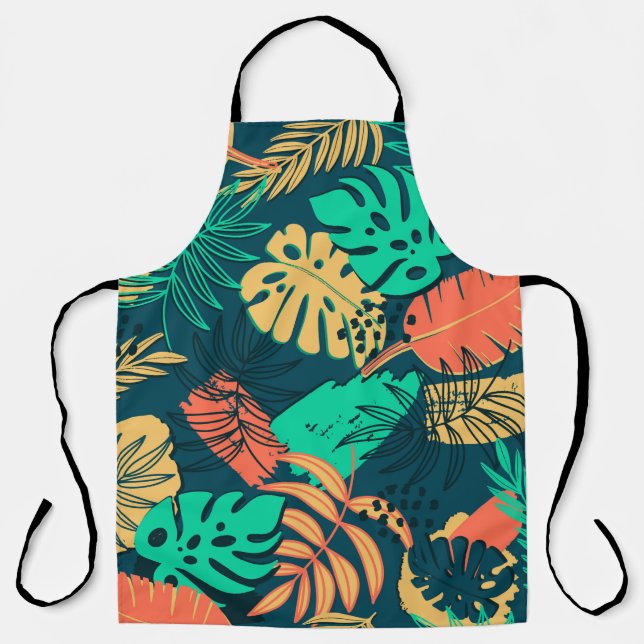 Tablier Hand drawn tropic flat pattern. Palm leaves backgr (Recto)