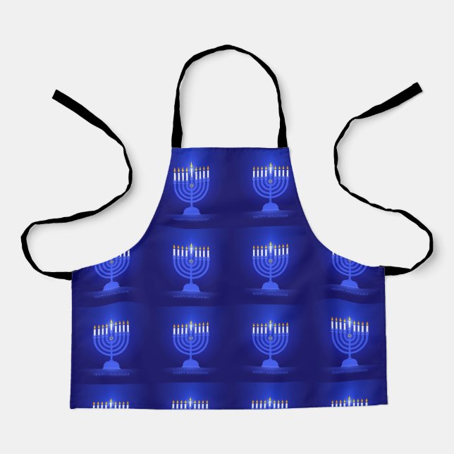 Tablier Hanoukka Bleu Petit Moyen Grand Tout Âge Apron (Recto)