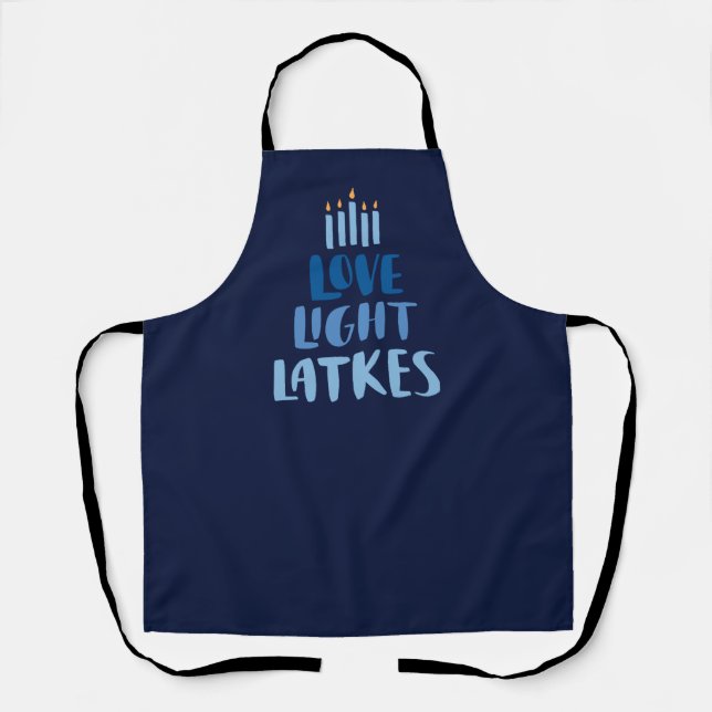 Tablier Hanoukka Latkes | Typographie amusante Blue Apron (Recto)