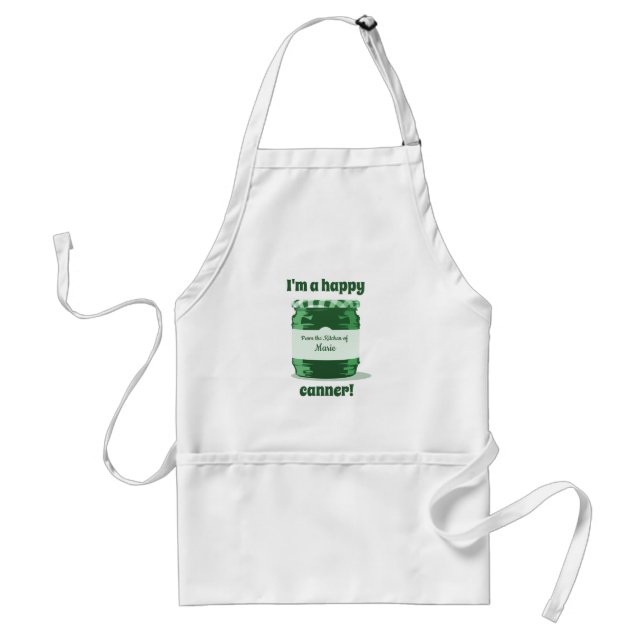 Tablier Happy Canner Home Canning Green Jelly Jar et nom (Devant)