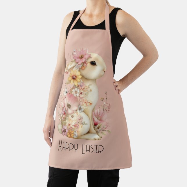 Tablier Happy Easter Bunny and Flowers (Insitu)
