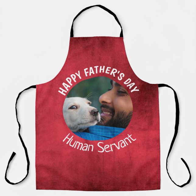 Tablier Happy Fête des pères Serviteur humain Custom Red (Recto)