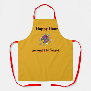 Tablier Happy Hour Around The World Jaune Moutarde