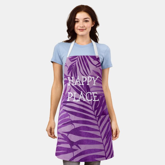 Tablier Happy Place Hawaiian Palms Tropical en Violet (Porté)