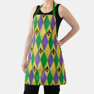Tablier Harlequin Mardi Gras Fleur de Lis