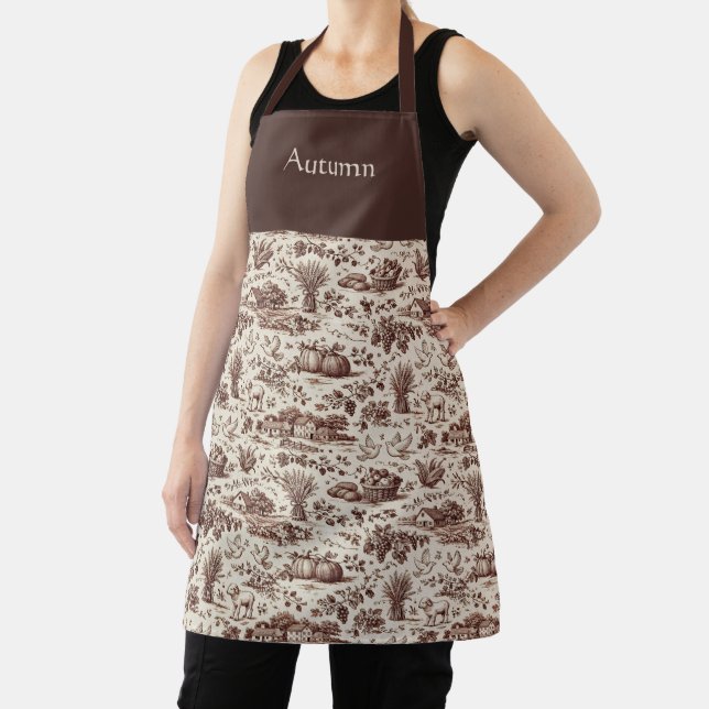 Tablier Harvest Sepia Brown Toile Personalized (Insitu)