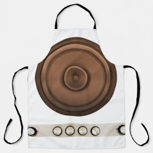 Tablier Haut-parleurs rétro : brun, blanc isolé.