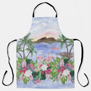 Tablier Hawaiian Bliss : Motif d'aquarelle tropicale