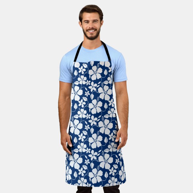 TABLIER HAWAIIAN HULA (HIBISCUS) NAVY (Porté)