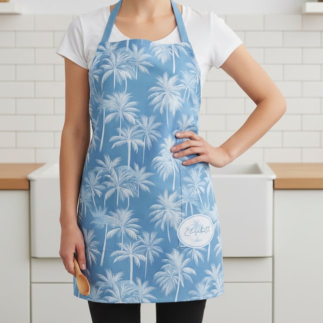 Tablier Hawaiian Palm Tree Silhouette Motif Blue ID1093 (Créateur téléchargé)