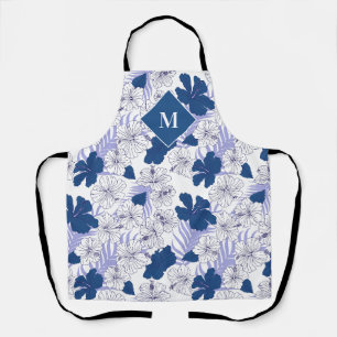 Tablier Hawaiian Print Mens Blue Tropical Monogram Apron