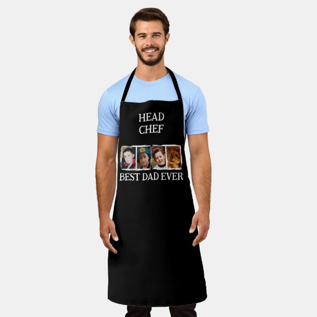 Tablier Head Chef Best Dad Ever 4 photo white black (Porté)