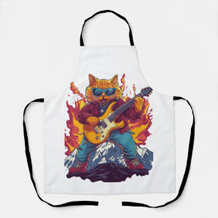 Tablier Heavy Meowtal – Rocking Cat Graphic Tee pour la mu