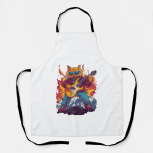 Tablier Heavy Meowtal – Rocking Cat Graphic Tee pour la mu