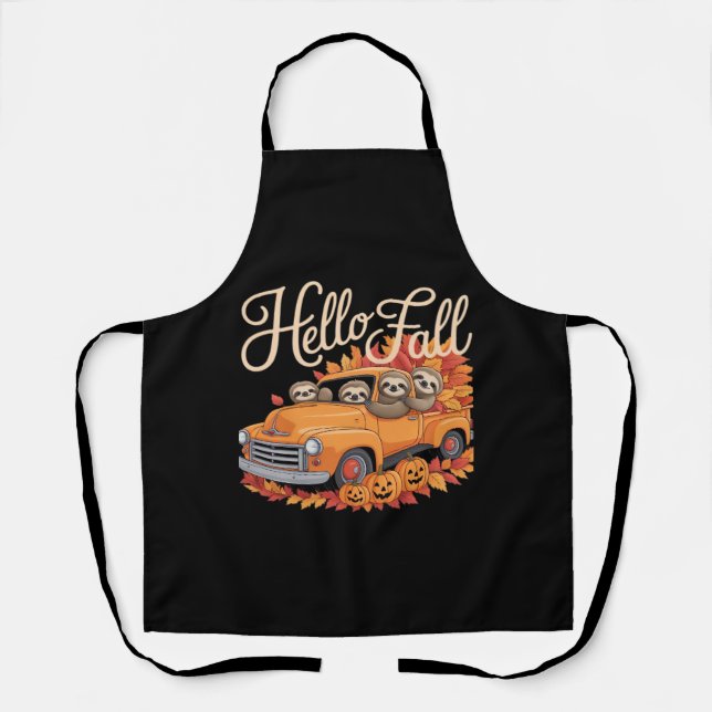 Tablier Hello Fall Funny Sloth Halloween pumkin Classic T- (Recto)