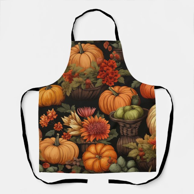 Tablier Heure citrouille, couleurs de l'automne, (Recto)