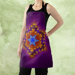 Tablier Hex Mandala violet orange et bleu