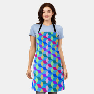 Tablier Hexagon bleu en forme de diamant 2