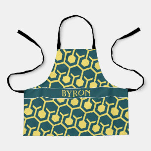 Tablier Hexagon bleu jaune Motif minimal