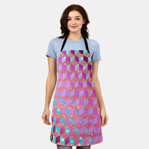 Tablier Hexagon en forme de diamant doré en Pastel