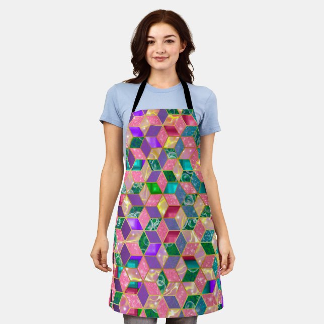Tablier Hexagone en forme de diamant mixte 2 amusant (Porté)