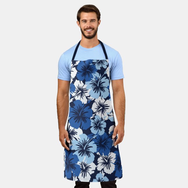 Tablier Hibiscus épopé Aloha Blue Hawaiian Floral (Porté)