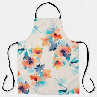Tablier Hibiscus Flowers : Motif d'illustration aquarelle